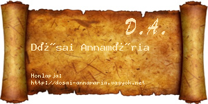 Dósai Annamária névjegykártya
